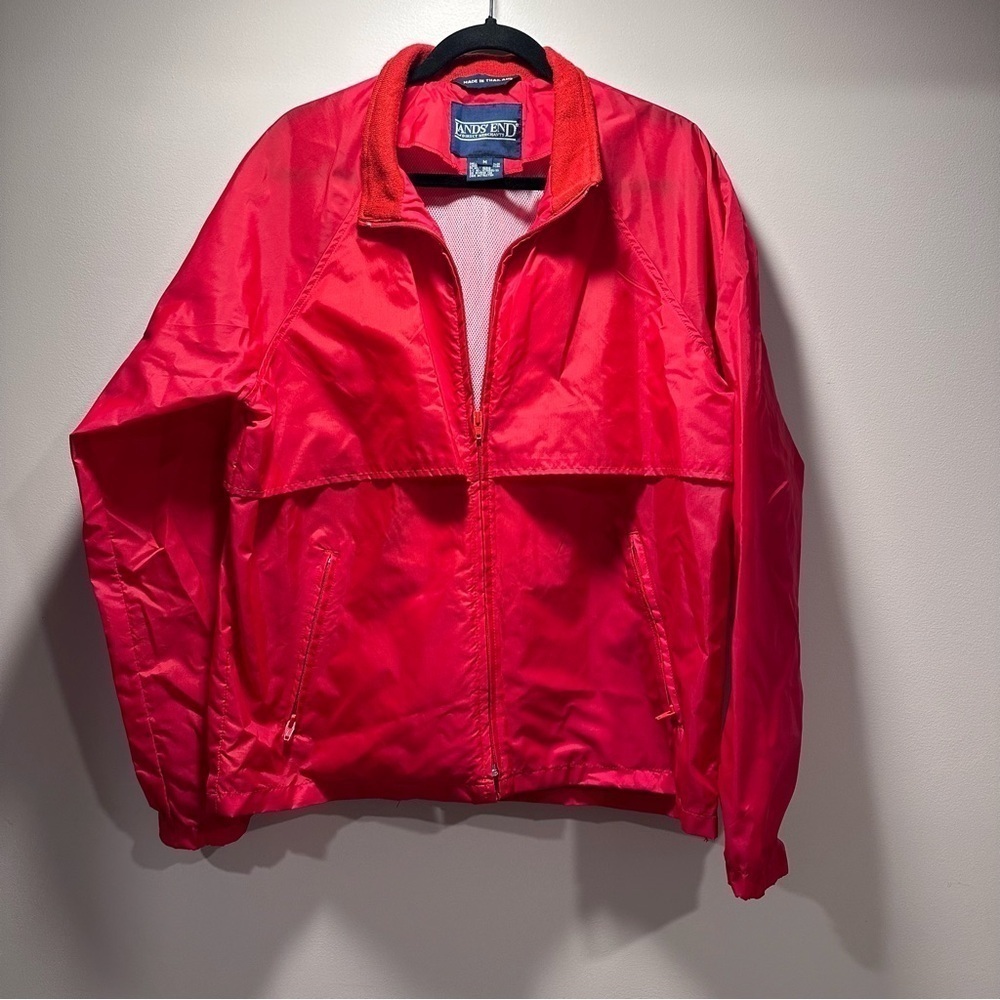 FREE* Lands End Windbreaker Mesh Red Lightweight Waterproof MED
